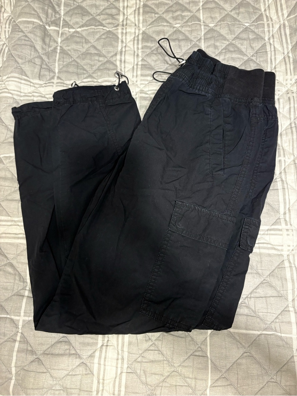 Black Cargo Jogger Pants - Comfort Drawstring Waist
